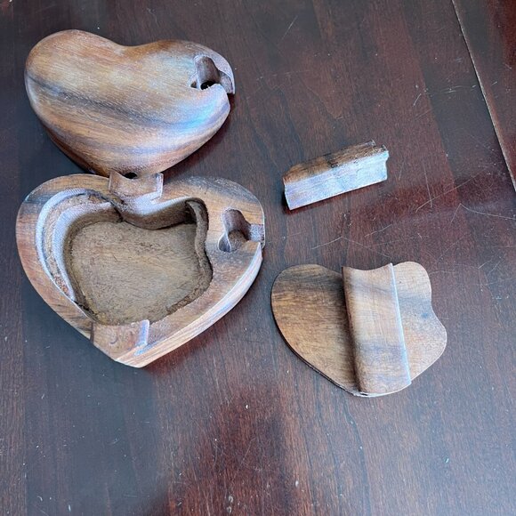 Vintage Wood Heart Puzzle Box - Picture 2 of 6